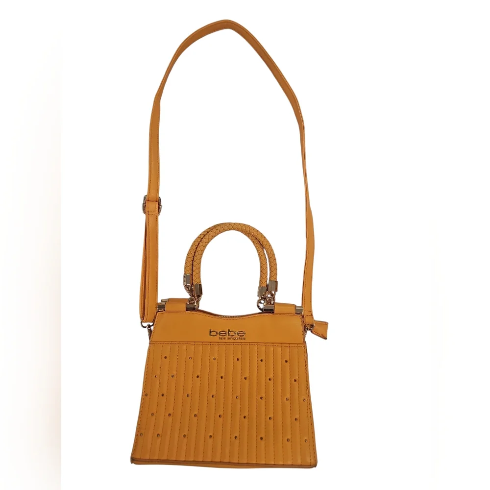 Bebe Aliyah stud micro shopper cross body shopper camel EUC